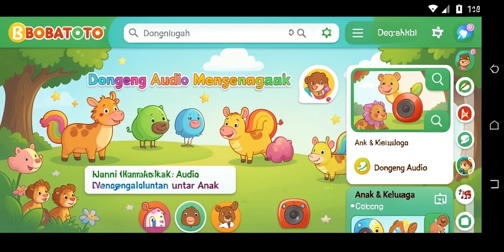 Antarmuka BOBATOTO yang ramah dan interaktif untuk dongeng audio.