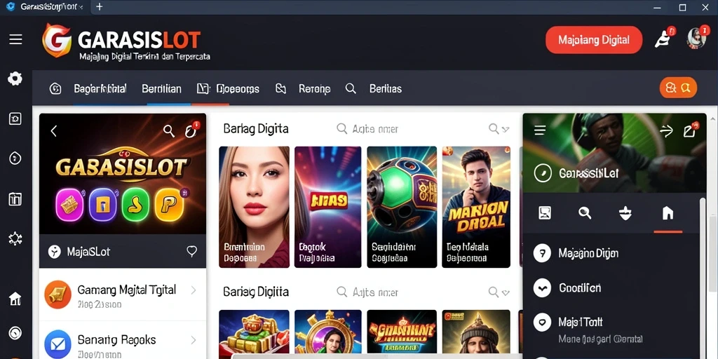Antarmuka GARASISLOT menampilkan berita dan artikel terkini dengan desain yang menarik.