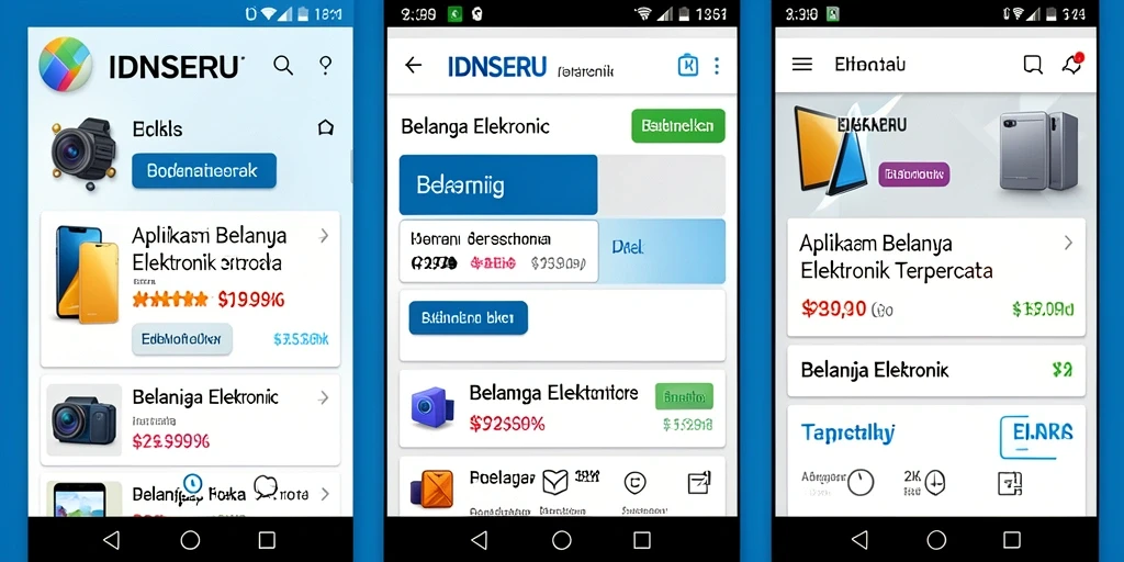Antarmuka aplikasi IDNSERU yang mudah digunakan untuk belanja elektronik.