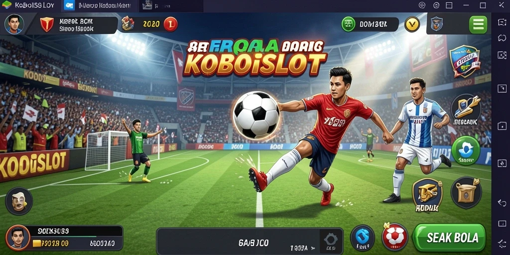 Tampilan antarmuka menarik dari KOBOISLOT dengan tema sepak bola.