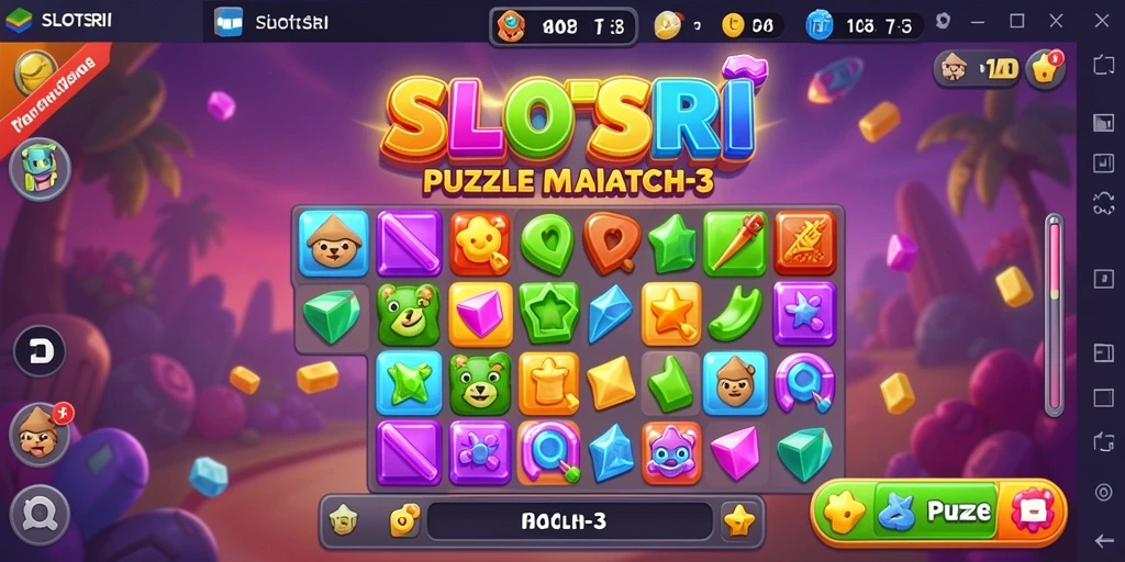 Antarmuka menarik dari game Puzzle Match-3 SLOTSRI.