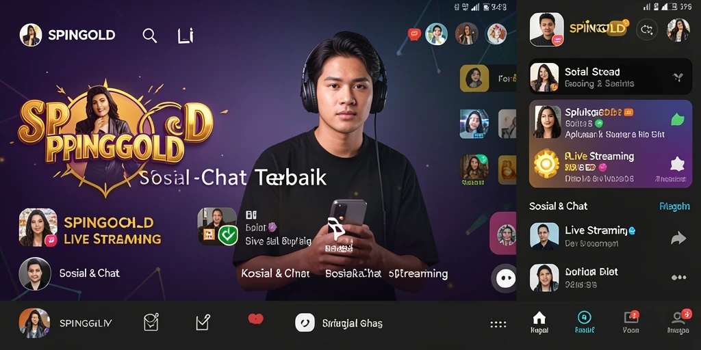 Tampilan antarmuka SPINGOLD yang menarik untuk pengalaman Live Streaming.