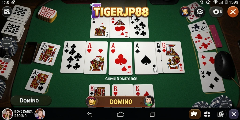 Antarmuka permainan domino yang menarik dan interaktif.